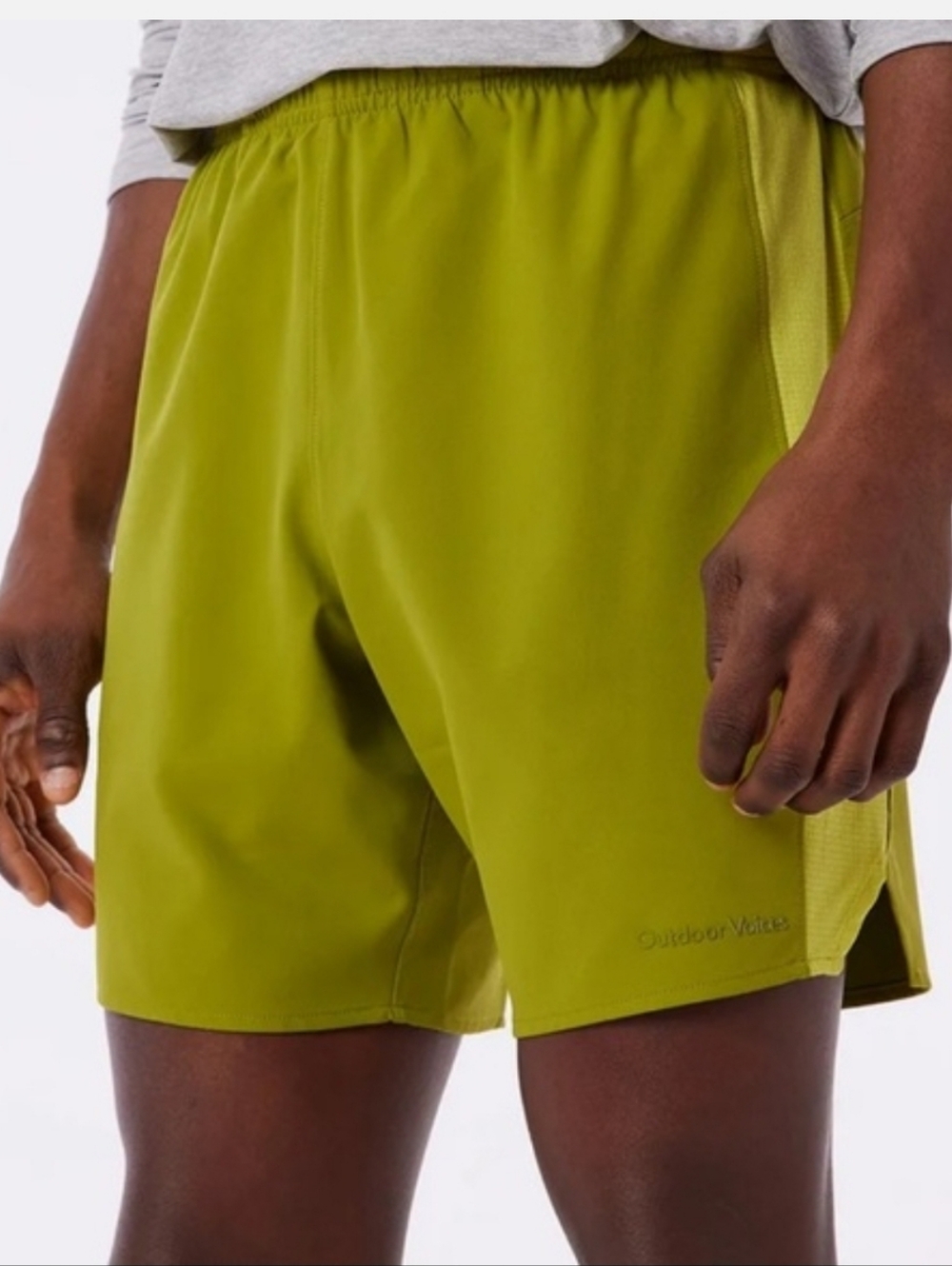 Outdoor Voices High Stride Shorts Large Green Lined 7" Running Athletic